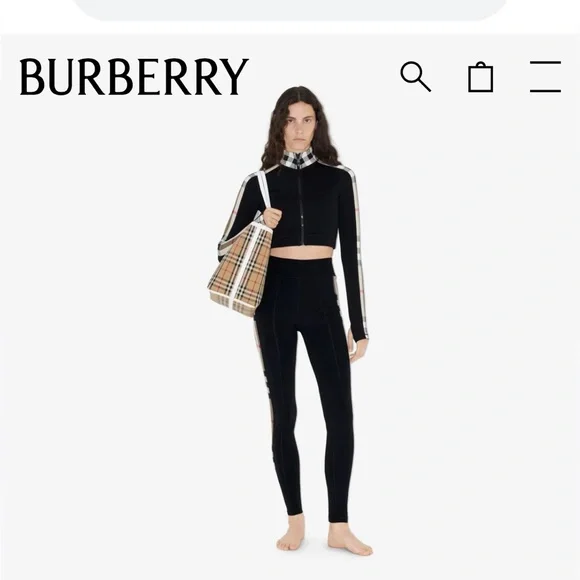 Burberry women’s track check trim pants leggings NEW size small 💯 AUTHENTIC NWT - Picture 5 of 6